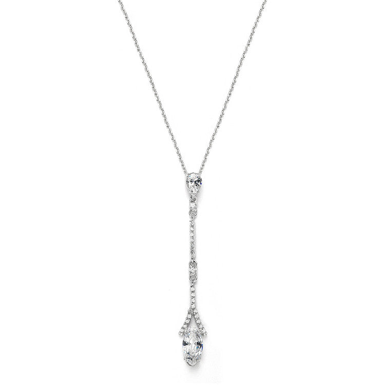 Delicate Cubic Zirconia Linear Wedding or Bridesmaids Necklace 3787N