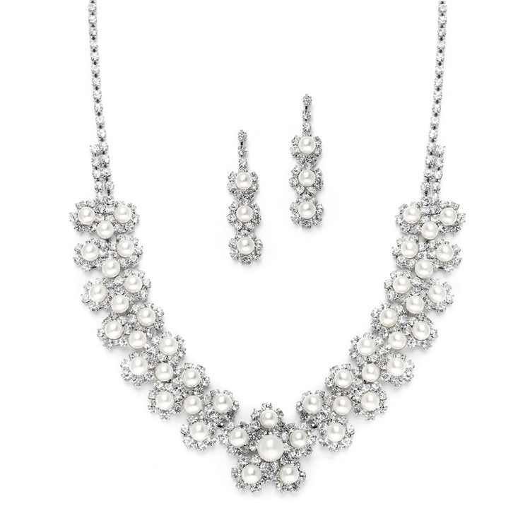 Rhinestone Necklace Set with Daisies 3805S