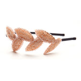 Garland Headband with Peach Champagne Beaded Leaves 3864HB-PCH