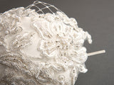 Retro Lace and Silk Bridal Cocktail Hat with Wide Netting  3912H