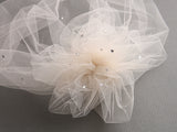 Tulle Birdcage Veil Bridal Cap with Side Pouf & Swarovski Crystals 3931V