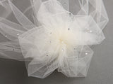 Tulle Birdcage Veil Bridal Cap with Side Pouf & Swarovski Crystals 3931V