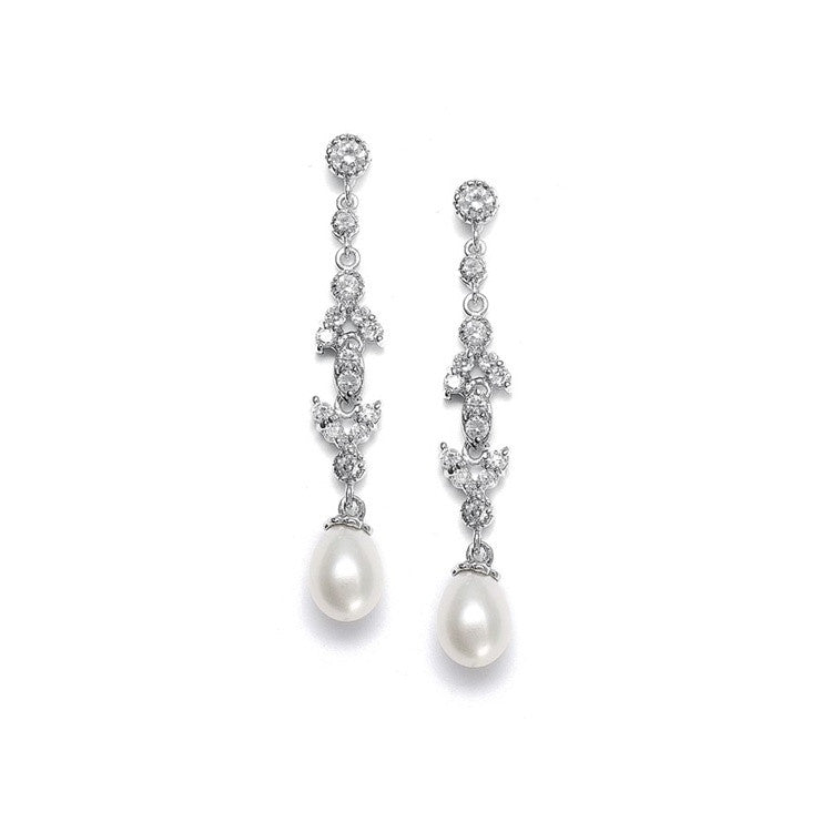 Linear Freshwater Pearl Vintage Bridal Earrings 393E