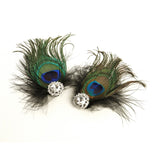 Peacock Feather Shoe Clips with Crystal 3957SC