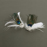 Peacock Feather Shoe Clips with Crystal 3957SC