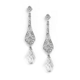 Dainty Art Deco Cubic Zirconia Bridal or Prom Earrings with Crystal Dangles 4022E