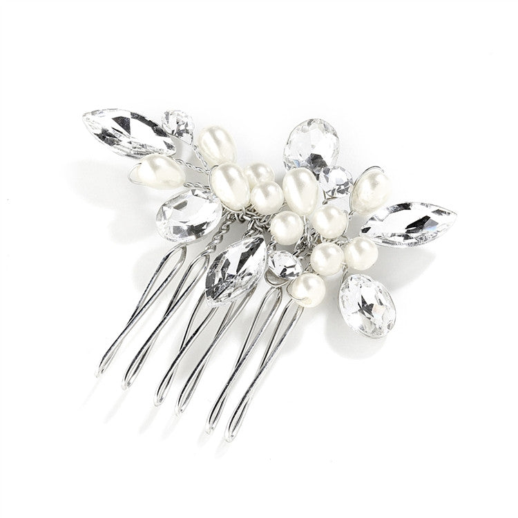 Crystal and Pearl Hand-Made Wedding Hair Comb 4030HC