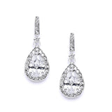 Cubic Zirconia Bridal Earrings with Framed Pear Drops 4058E