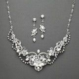 Freshwater Pearl & Crystal Wedding Necklace and Earrings Set 4061S