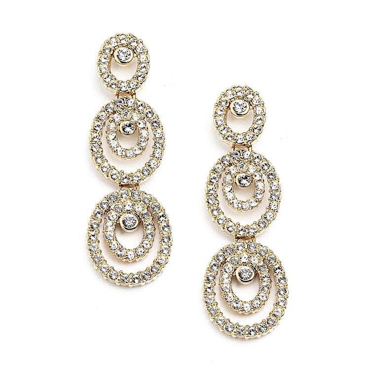 Concentric Ovals Wedding or Prom Earrings with Cubic Zirconia 4066E