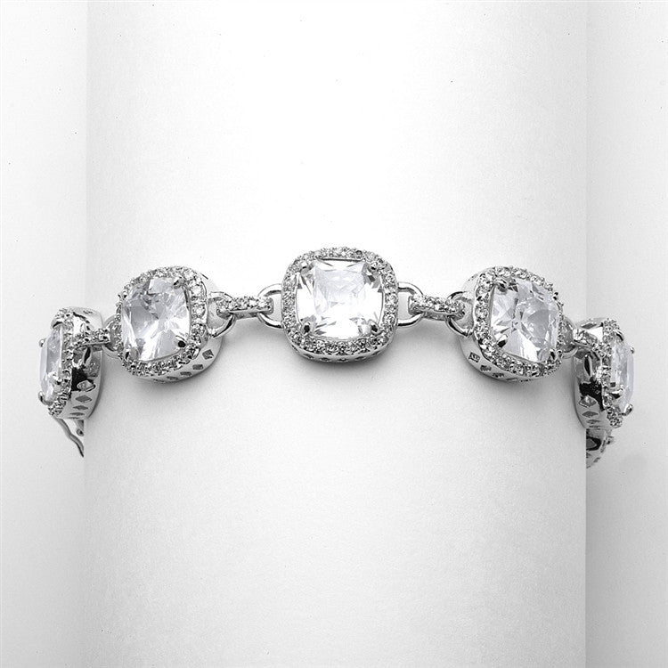 Magnificent Cushion Cut Cubic Zirconia Wedding or Pageant Bracelet 4069B