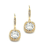 Magnificent Cushion Cut Cubic Zirconia Wedding or Pageant Earrings 4069E