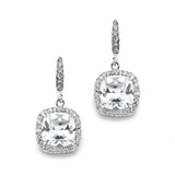 Magnificent Cushion Cut Cubic Zirconia Wedding or Pageant Earrings 4069E