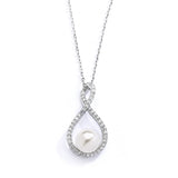 Eternity Symbol  Cubic Zirconia Wedding Necklace with Pearl 4075N