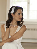 Top Selling Ivory Beaded Lace Applique Wedding Comb 4087HC