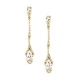 Delicate Cubic Zirconia Linear Wedding or  Bridesmaids Earrings in Gold 4094E