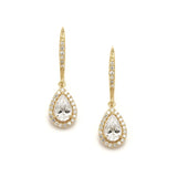 Pear Shaped Gold Cubic Zirconia Drop Wedding or Bridal Earrings 4096E