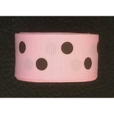 Polyester Grosgrain Ribbon for Decorations, Hairbows & Gift Wrap by Yame Home (7/8-in by 3-yds, ys07030209ae - Brown Polka Dots w/Pink Background)