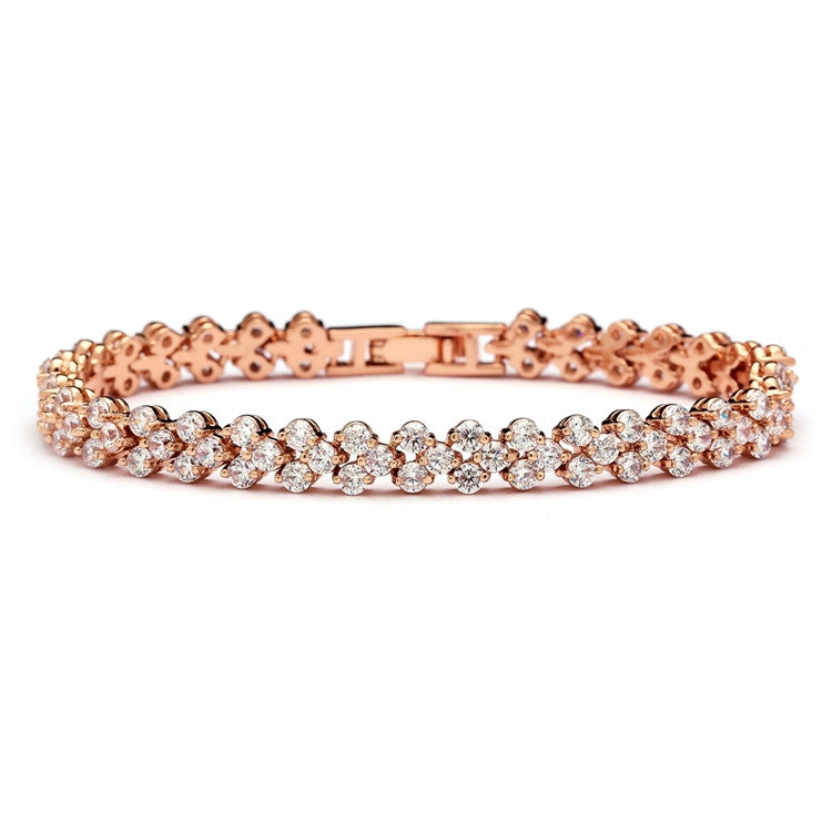 Petite Rose Gold Cubic Zirconia Wedding or Prom Tennis Bracelet 4109B-RG-6