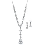 Delicate CZ Pears Wedding Necklace Set 411S-CR