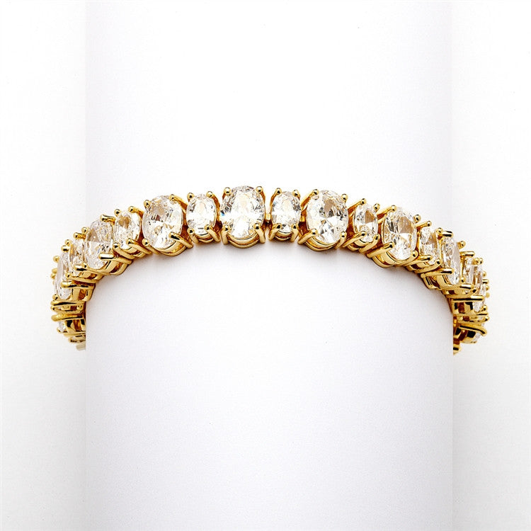 Spectacular Multi Ovals Cubic Zirconia Wedding or Pageant Bracelet 4125B