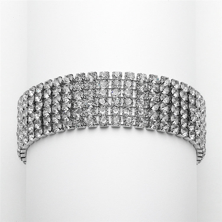 Petite Size 6-Row Rhinestone Prom or Homecoming Bracelet 4126B-S-6