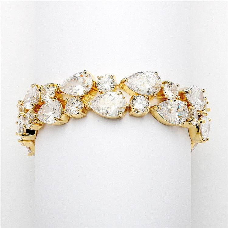 Red Carpet Bold CZ Pears Bridal Statement Bracelet 4128B