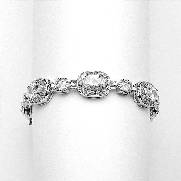 Exclusive 6 1/2" Designer CZ Bridal or Special Occasion Bracelet with Plating 4130B