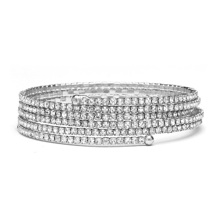 Stackable-Look Rhinestone Coil Bracelet 4132B-S