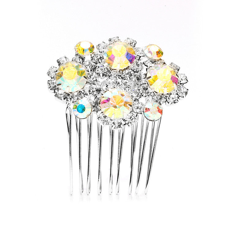 Dazzling Iridescent AB & Crystal Rhinestone Hair Comb