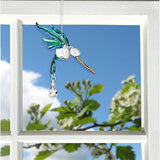 Woodstock Chimes CHPEA Fantasy Glass Suncatcher, Hummingbird, Peacock