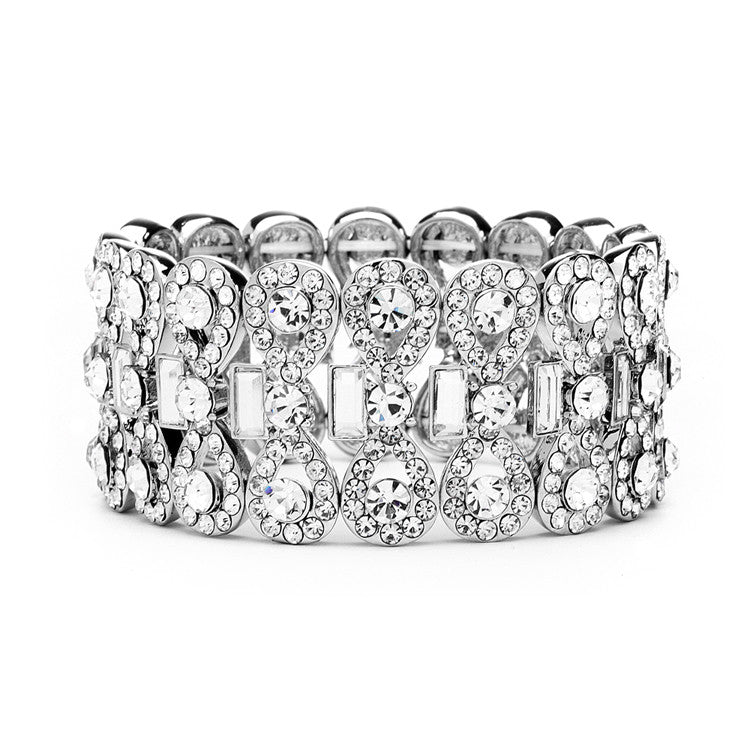 Ravishing Bridal Stretch Bracelet with Crystal Baguettes 4155B