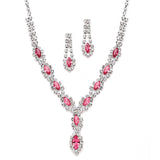 Classic Rhinestone Prom Necklace Set with Pink 4159s