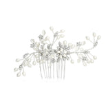 Freshwater Pearl Wedding Hair Comb with Pave Crystal Leaves 4168HC