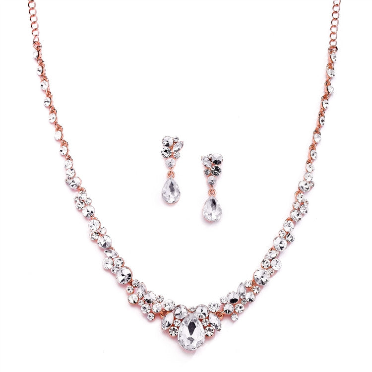 Regal Crystal Bridal or Prom Necklace & Earrings Set 4192S