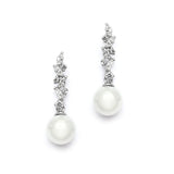 Cascading CZ Bridal Earrings with Soft Cream Pearls 4198E