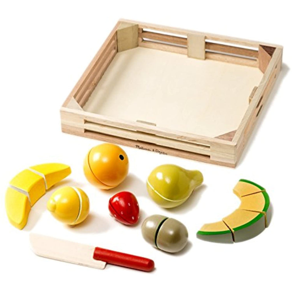 Melissa and Doug Wooden Playsets Bundle - Cutting Fruit Set with Triple-Layer Party Cake Set - Ages 3 and Up - Imaginative Fun