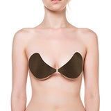 NuBra Seamless U Adhesive Bra with Demi Cups SE558 and Cleanser N112, Chocolate, Sz S