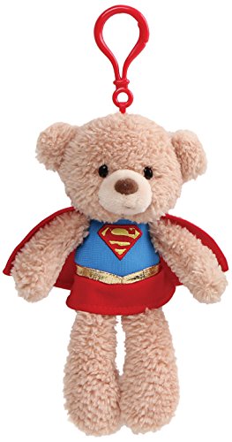 Gund DC Universe Fuzzy Bear Supergirl Plush Backpack Clip, 6.5", Tan