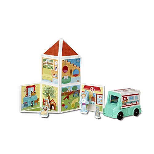 Melissa & Doug Magnetivity Building Play Set – Pet Center with Rescue Vehicle