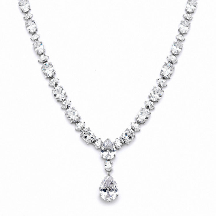 Shimmering Pear & Oval CZ Bridal Statement Necklace 4200N