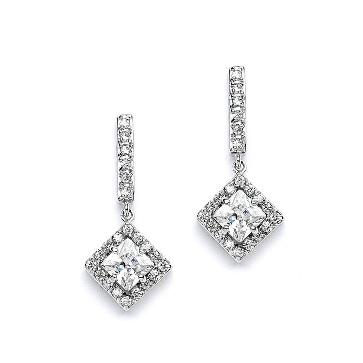 Retro Glam CZ Square Cut Wedding Earrings 4201E