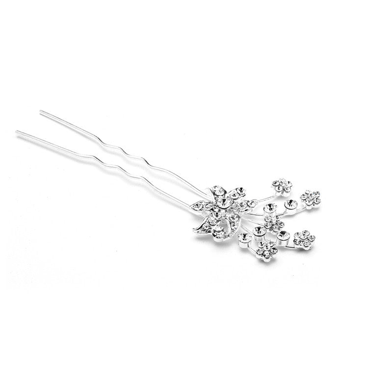 Pave Crystal Flower Garden Hair Stick Pin