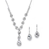 Dramatic Rhinestone Prom or Wedding Necklace Set with Pear Drops 4231S  / 4231S-RG