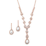 Dramatic Rhinestone Prom or Wedding Necklace Set with Pear Drops 4231S  / 4231S-RG