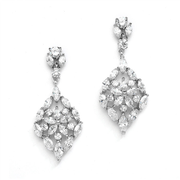 Glamorous Cubic Zirconia Wedding Earrings with Marquis Mosaic 4235E