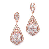 Sophisticated Rose Gold Art Deco CZ Clip-On Wedding Earrings 4237EC-RG