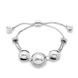 Chic Silvery Pearl and Crystal Pull Chain Bracelet