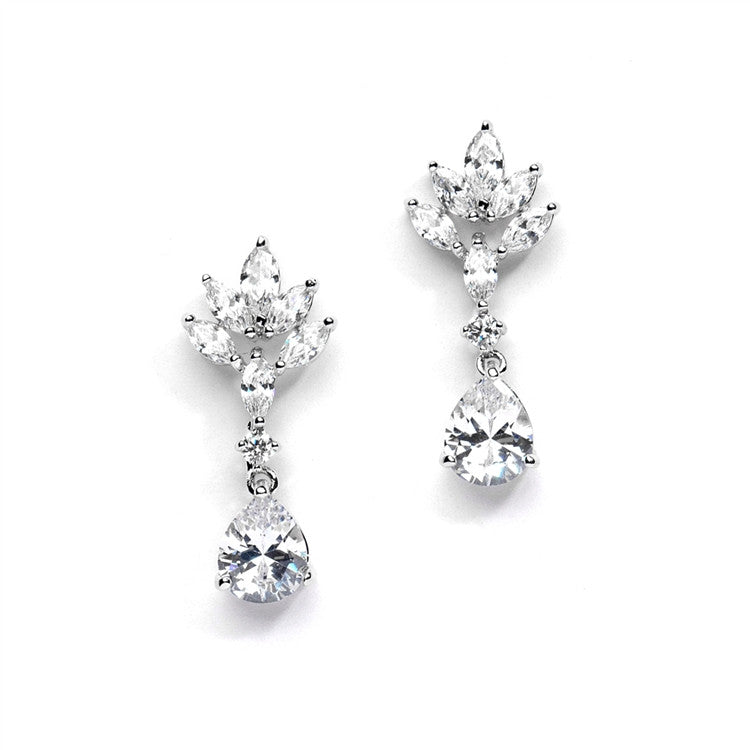 CZ Teardrop Wedding Earrings with Marquis Fan Top 4266E