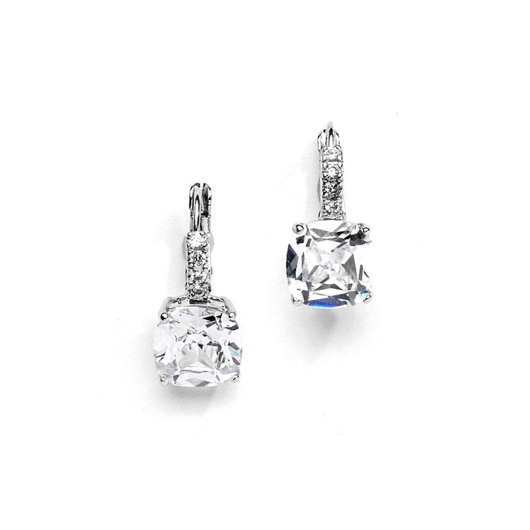 Gorgeous Cushion Cut CZ Drop Wedding Earrings 4282E